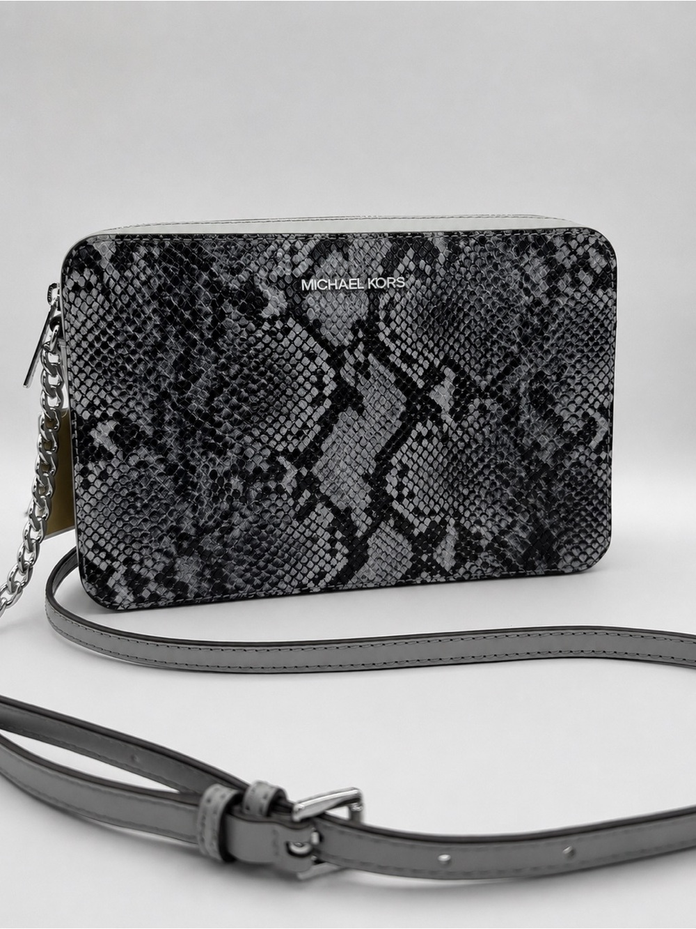 NWT Michael Kors Jet Set Large EW Genuine Leather Snake Embossed Crossbody